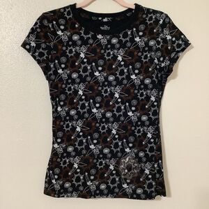 Disney Black Goth Whimsigoth Spooky Halloween Tinker Bell Graphic Tee Juniors L